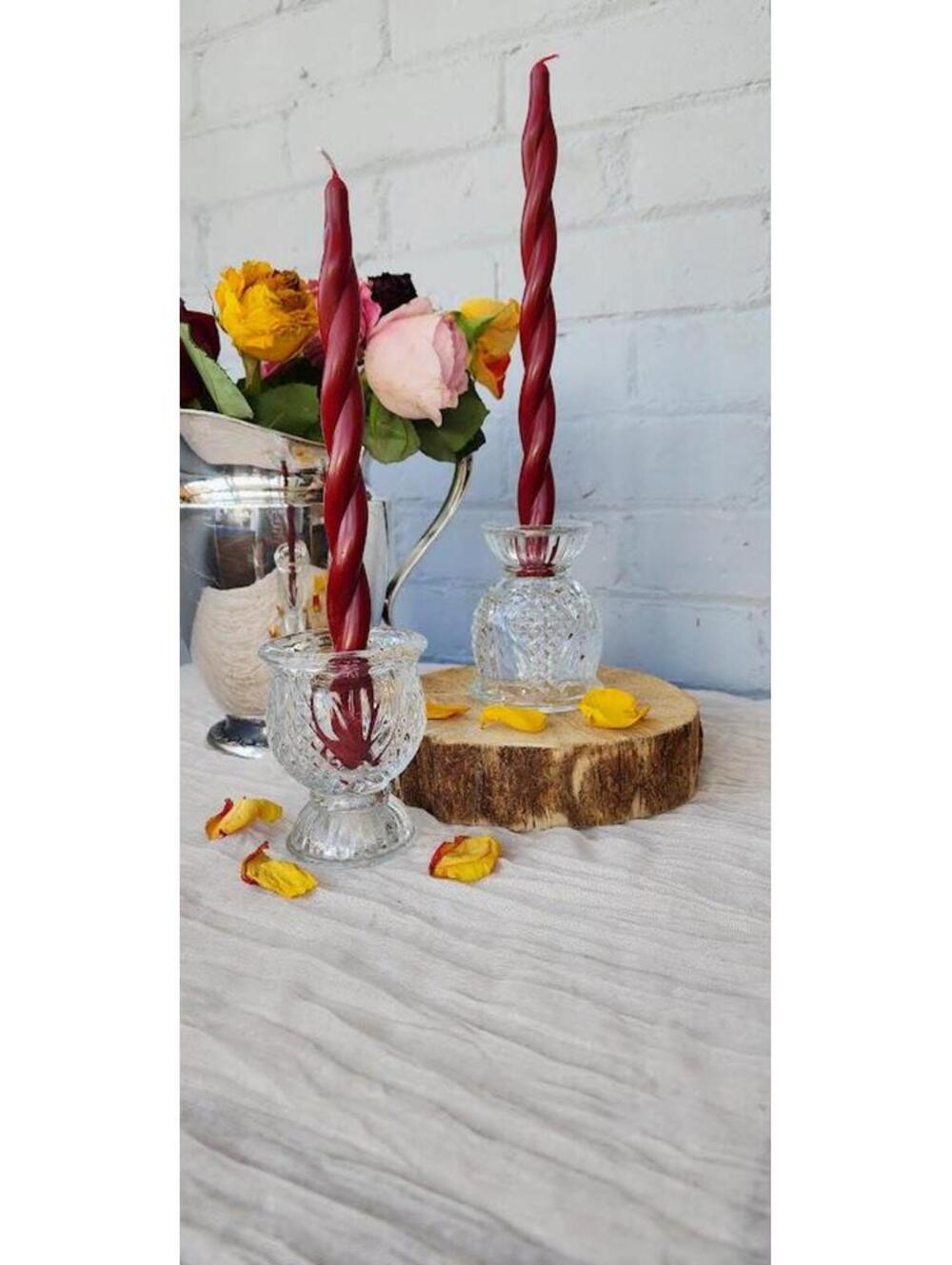 Vintage Reversible Glass Candle Holders Set of 5